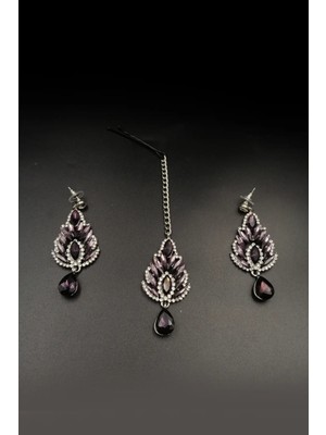 Kaftan Collection Hint Alınlık ve Hint Küpesi 3lü Set