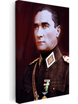 Kanvas Tablo Atatürk Askeri Yaka Portresi Atatürk Tablosu Ev Ofis Duvar Dekoru