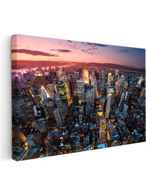 Kanvas Tablo New York Manhattan Şehir Manzarası Şehir Mimari Tablo Ev Ofis Duvar Dekoru