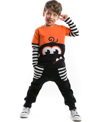 Denokids Renkli Gırgır Erkek Çocuk Eşofman Takım %100 Pamuklu Rahat Kesim 2 Yaş