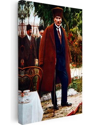 Kanvas Tablo Atatürk Uzun Paltolu ve Bastonlu Atatürk Tablosu Ev Ofis Duvar Dekoru
