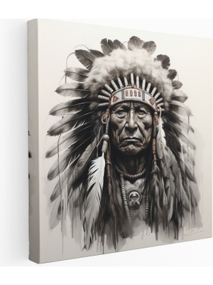 Popcas Keten Başkanı Kömür Eskiz Kanvas Tablo