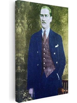 Kanvas Tablo Atatürk Yelekli Takım Atatürk Tablosu Ev Ofis Duvar Dekoru