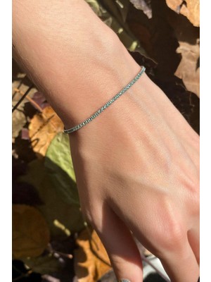 Spossy Silver Jewelry 1mm Ince Zarif Su Yolu Bileklik