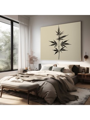 Popcas Bitki Duvar Sanatı - Minimalist Marihuana Bitkisi Kanvas Tablosu - Duvar Sanatı Minimalist Tasarım