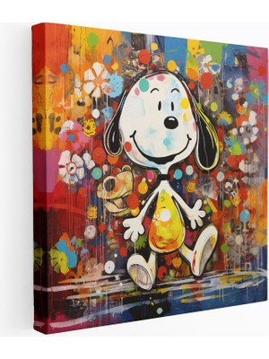 Popcas Snoopy Pop Art Kanvas Tablo - Ev Dekorasyonu Duvar Sanatı