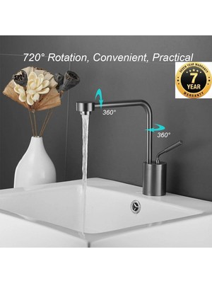 OEM Banyo Lavabo Bataryası Yeni Model Tasarım Antrasit Renk 7 Yıl Garantili Ithal