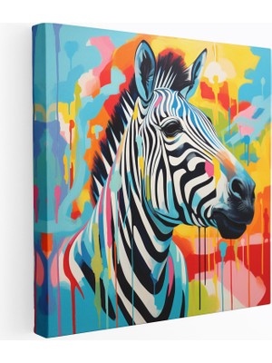 Popcas Zebra Duvar Sanatı - Canlı Zebra Çizgileri - Zebra Gerçeküstü Kanvas Enerji