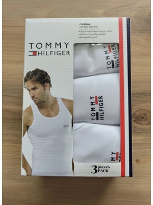 Tommy Hilfiger Erkek Atlet 3'lü Beyaz L - Beyaz
