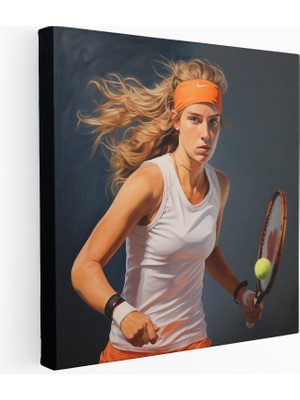 Popcas Yoğun Tenis Oyuncusu Portresi Kanvas Tablo