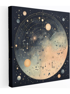 Popcas Pastel Yıldız Haritası Duvar Dekorasyonu - Yıldız Haritası Takımyıldızlar Pastel Kanvas Tablo Sanatı