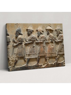 Popcas Sümer Kraliyet Geçit Töreni Duvar Sanatı - Sümerler Kanvas Tablo Duvar Dekorasyonu