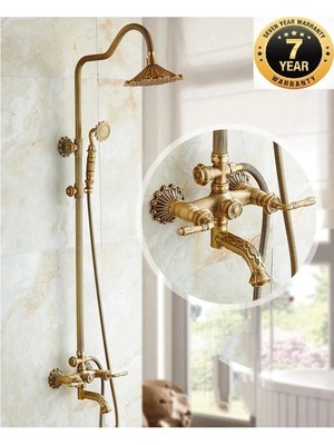OEM Banyo Bataryası Duş Seti Antik Renk Desenli Yeni Lüx Model Ithal 7 Yıl Garantili