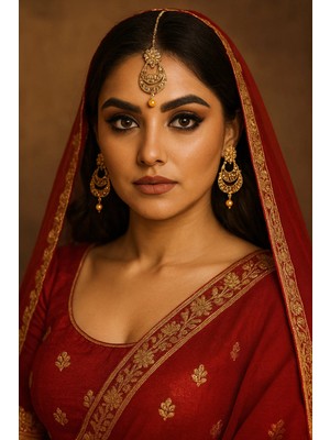 Kaftan Collection Hint Alınlık ve Hint Küpesi 3lü Set