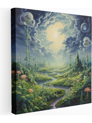Popcas Whimsical Surrealistik Manzara Kanvas Tablo - Doğa Sanat Duvar Dekoru