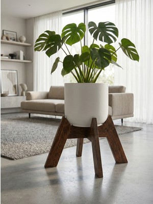 Dekoratif Ahşap Saksılık - Modern Dekoratif Bitki Saksı Altlığı (3 Farklı Renk Seçeneği)