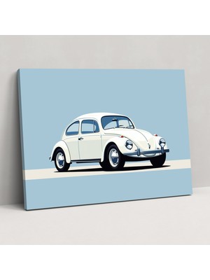 Popcas Minimalist Volkswagen Beetle Duvar Sanatı - Volkswagen Beetle Minimalist Illüstrasyon Ev Dekorasyonu Duvar Dekorasyonu
