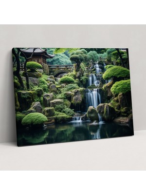 Popcas Akışkan Su Zen Bahçesi Kanvas Tablo - Huzur Veren Hareket Şelale Sesi
