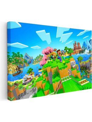 Kanvas Tablo Agalarla Keşif Minecraft Tablosu Ev Ofis Salon Duvar Dekoru