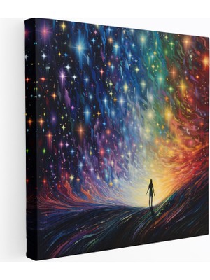 Popcas Gökkuşağı Yıldız Haritası Duvar Sanatı - Yıldız Haritası Gökkuşağı Renk Paleti Hayranlık ve Imgeleme Ev Dekorasyonu