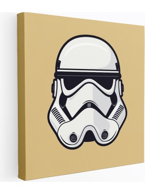 Popcas Star Wars Duvar Sanatı - Minimalist Stormtrooper Kaskı - Kanvas Tablo