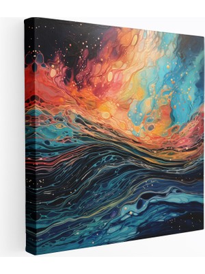 Popcas Renkli Deniz Manzaralı Kanvas Tablo - Duvar Dekorasyonu Için Modern Bir Dokunuş