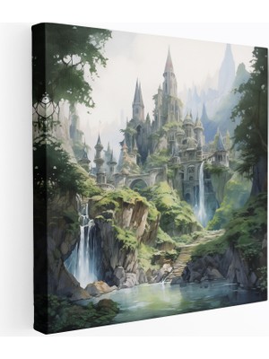 Popcas Yüzüklerin Efendisi Duvar Sanatı - Rivendell'in Huzuru - Duvar Dekorasyonu Ev Dekorasyonu Kanvas Tablo