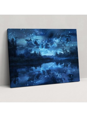 Popcas Vincent Van Gogh Yıldızlı Gece Yansıması Kanvas Tablo - Duvar Dekorasyonu Ev Dekorasyonu Tuval Duvar Sanatı