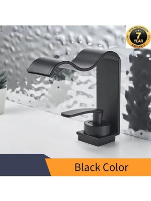 OEM Banyo Lavabo Bataryası Yeni Kalp Model Şelale Mat Siyah Renk 7 Yıl Garantili Ithal