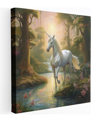 Popcas Gerçekçi Unicorn Duvar Sanatı - Unicorn Kanvas Tablo Majestik
