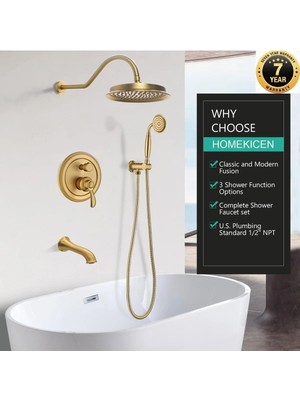 OEM Banyo Duş Seti Ankastre Mat Gold Renk Özel Seri 3 Yollu Sıva Altı Dahil Ful Set 7 Yıl Garanti Ithal