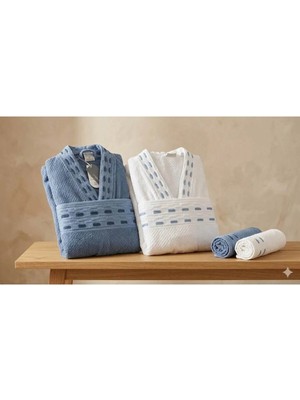 Özdilek Sculpted Koyu Mavi-Krem Aile Seti