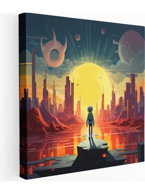 Popcas Fütüristik Şehir Kanvas Tablo