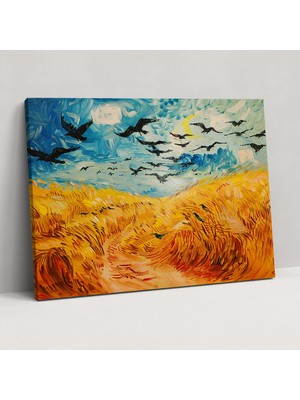 Popcas Vincent Van Gogh Kuzeylerde Buğday Tarlası Duvar Sanatı - Ev Dekorasyonu Kanvas Tablo