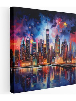 Popcas Renkli Şehir Manzaralı Kanvas Tablo