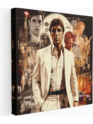Popcas Scarface Filmi Sahne Kolajı Kanvas Tablo - Tony Montana Tasarımı