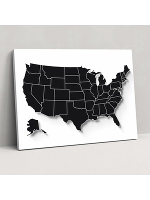 Popcas Amerika Birleşik Devletleri Harita Duvar Sanatı - Minimalist Tasarım - Amerika Birleşik Devletleri Haritası Kanvas Duvar Sanatı Minimalist Tasarım Kanvas
