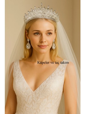 Kaftan Collection Bindallı Kaftan Gelin Tacı ve Küpe Seti
