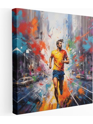 Popcas Şehir Maratonu - Soyut Ifadeci Kanvas Tablo