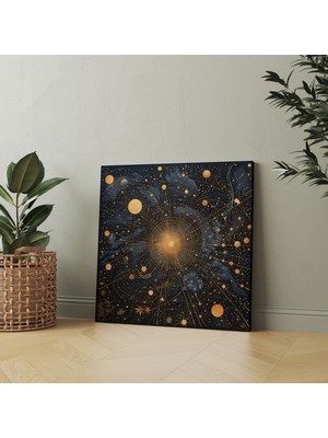 Popcas Geometrik Yıldız Haritası Duvar Sanatı - Yıldız Haritası Şıklık Göksel Desenler Duvar Dekorasyonu