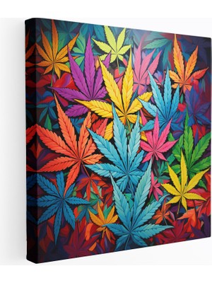 Popcas Pop Art Weed Kanvas Tablo - Duvar Sanatı Duvar Dekorasyonu