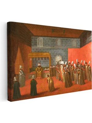 Kanvas Tablo Padişah Divan Huzuru Osmanlı Tablosu Ev Ofis Duvar Dekoru