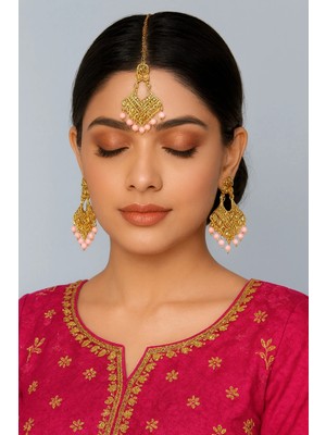 Kaftan Collection Hint Alınlık ve Hint Küpesi 3lü Set