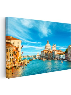 Kanvas Tablo Venedik Büyük Kanal Santa Maria Şehir Mimari Tablo Ev Ofis Duvar Dekoru