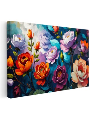 Kanvas Tablo Karışık Bahar Bahçesi Çiçek Tablosu Ev Ofis Duvar Dekoru