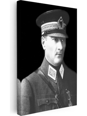 Kanvas Tablo Atatürk Siperlikli Şapka Üniforma Atatürk Tablosu Ev Ofis Duvar Dekoru