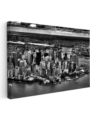 Kanvas Tablo New York Yarımadası Gökdelenler Şehir Mimari Tablo Ev Ofis Duvar Dekoru