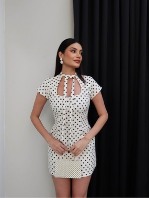 Esra Helvacı Puantiyeli Mini Şortlu Elbise