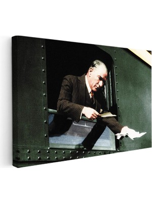 Kanvas Tablo Atatürk Tren Penceresi Atatürk Tablosu Ev Ofis Duvar Dekoru