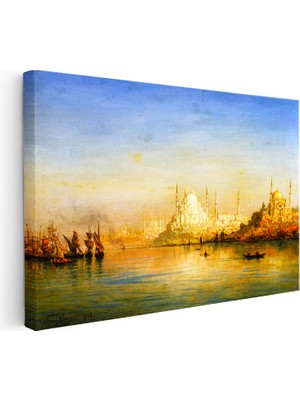 Kanvas Tablo Istanbul Boğazı Tarihi Silüet Manzarası Osmanlı Tablosu Ev Ofis Duvar Dekoru